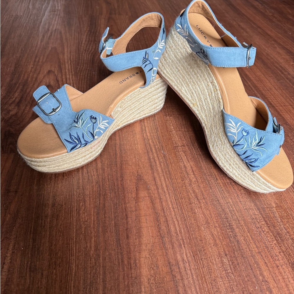 Lucky Brand Blue Floral Wedges